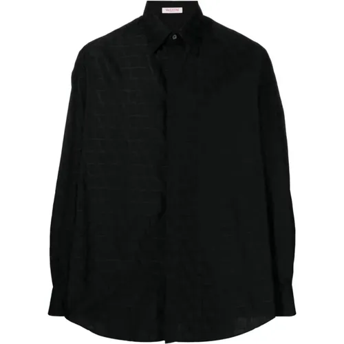 Cotton Poplin Texture Shirt , male, Sizes: L, M, XL - Valentino - Modalova