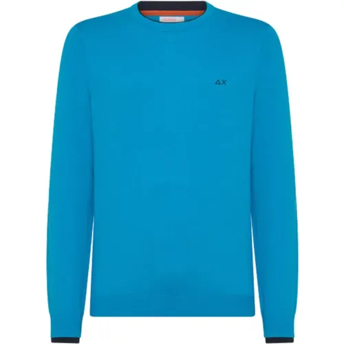 Turquoise Double Rib Sweater , male, Sizes: 2XL, XL, L, M - Sun68 - Modalova