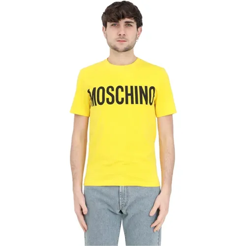Gelbes Logo Print T-Shirt , Herren, Größe: L - Moschino - Modalova