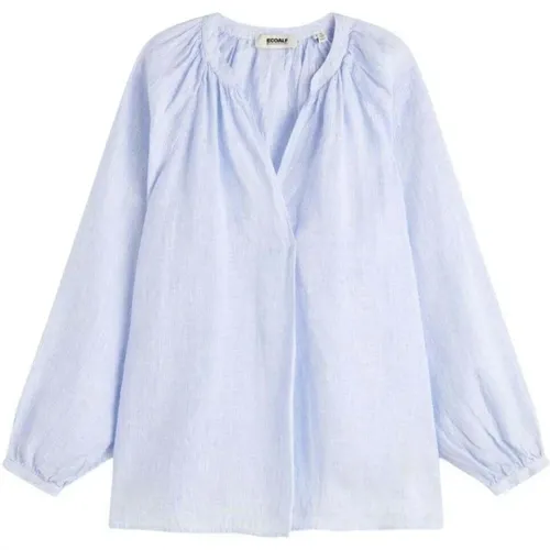 Blaue Leinen gestreifte locker sitzende Bluse , Damen, Größe: M - Ecoalf - Modalova