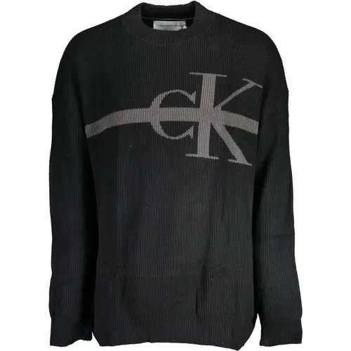 Schwarzer Baumwollpullover mit Stickerei , Herren, Größe: 2XL - Calvin Klein - Modalova