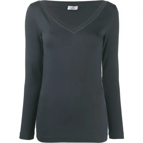 V-Neck Sweater , female, Sizes: S, L, M - BRUNELLO CUCINELLI - Modalova