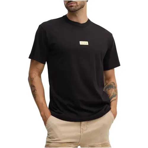 Schwarzes T-Shirt mit Frontlogo-Druck , Herren, Größe: M - Versace Jeans Couture - Modalova