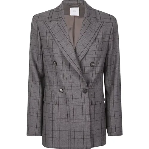 Double-Breasted Wool Blend Check Jacket , female, Sizes: 2XS, 3XS, S, M, L, XS - Eleventy - Modalova