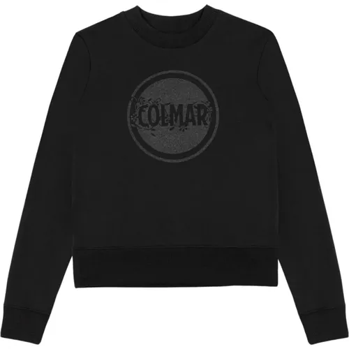 Schwarzer Samt-Pullover mit Glitzerdruck , Damen, Größe: M - Colmar - Modalova