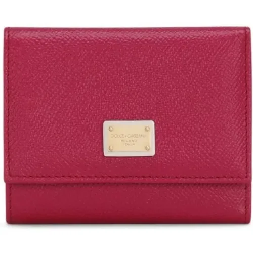 Fuchsia Cruise Wallet with Logo Plaque , female, Sizes: ONE SIZE - Dolce & Gabbana - Modalova