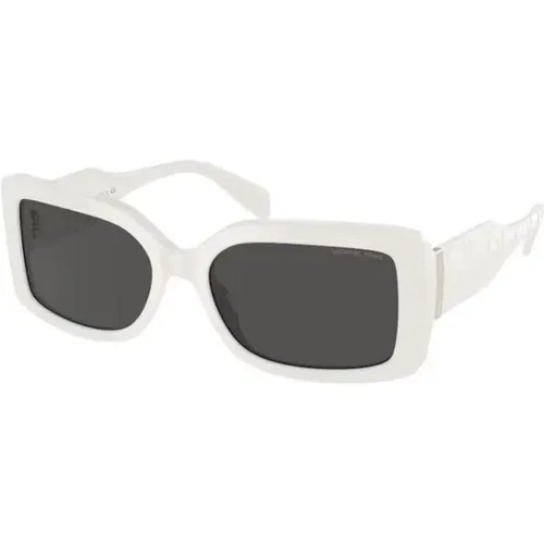Sonnenbrille mit weißem Rahmen , Damen, Größe: 56 MM - Michael Kors - Modalova