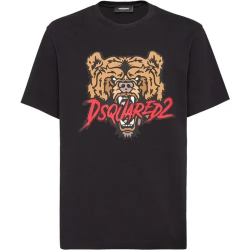 Grafikdruck T-shirts und Polos Schwarz , Herren, Größe: M - Dsquared2 - Modalova