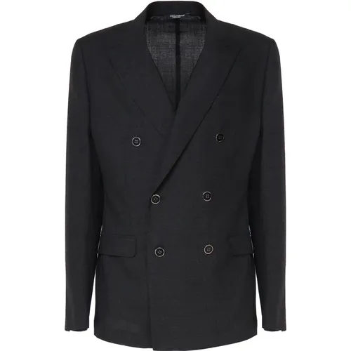 Wool Tailored Double-Breasted Jacket , male, Sizes: L, M - Dolce & Gabbana - Modalova