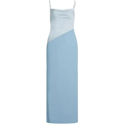 Blaues Satin-Trägerkleid , Damen, Größe: 2XS - Karl Lagerfeld - Modalova