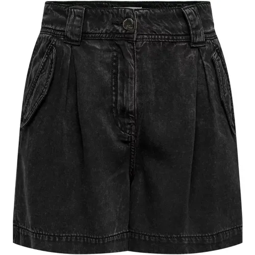 Schwarze Lyocell Shorts mit Vordertaschen , Damen, Größe: S - Only - Modalova