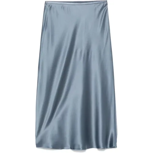 Reiner Seidenrock Midi Blau-Grau , Damen, Größe: 2XS - Max Mara - Modalova