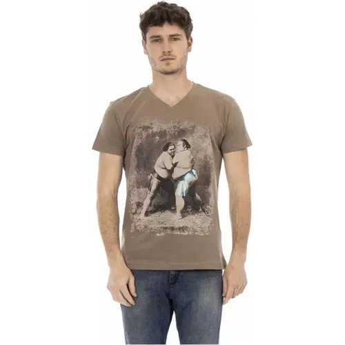 Luxuriöses V-Ausschnitt T-Shirt mit Stilvollem Druck - Trussardi - Modalova