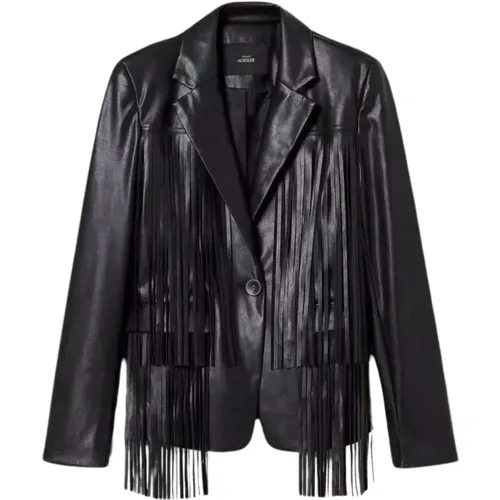 Leather Fringe Blazer Jacket , female, Sizes: M - Twinset - Modalova