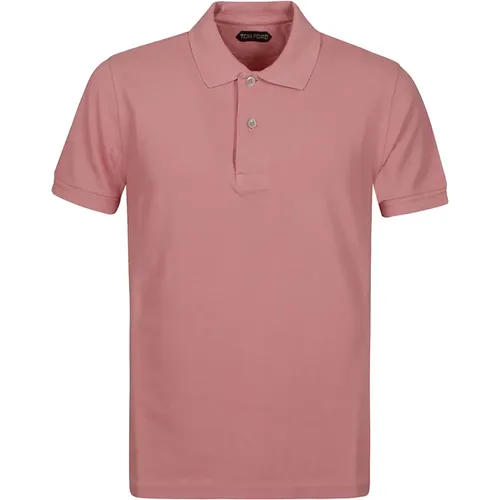 Polo Shirts,Rosa Tennis Piquet Polo Shirt,Hellblauer Tennis Polo Shirt,Kurzarm-Polo-Tennishemd - Tom Ford - Modalova