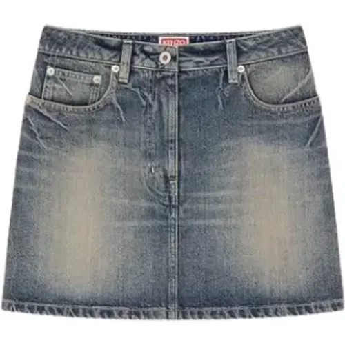 High-waist denim mini skirt , female, Sizes: W28, W27 - Kenzo - Modalova