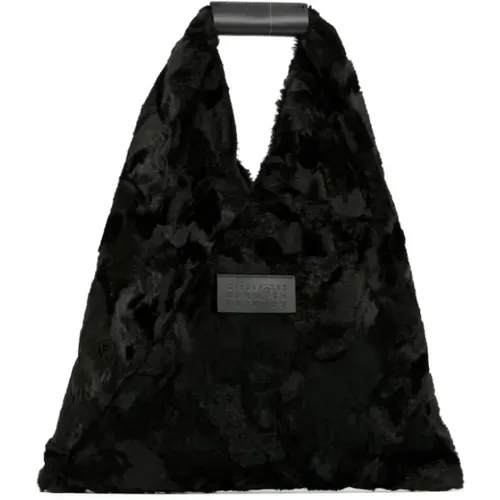 Faux-Fur Appliqué Logo Bag , female, Sizes: ONE SIZE - MM6 Maison Margiela - Modalova