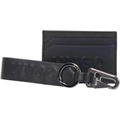Leather Cardholder and Keychain Set , male, Sizes: ONE SIZE - Hugo Boss - Modalova