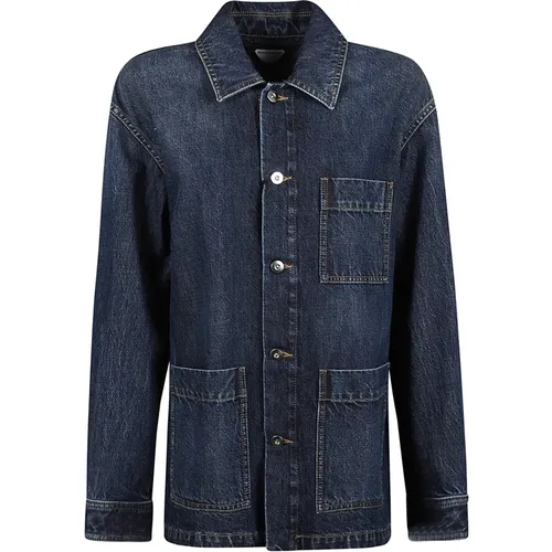 Indigo Denim Classic Collar Jacket , female, Sizes: 2XS - Bottega Veneta - Modalova