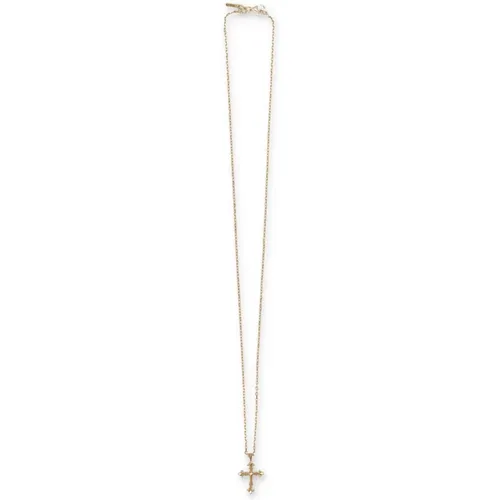 Gold Cross Floral Necklace Jewelry , male, Sizes: ONE SIZE - Emanuele Bicocchi - Modalova