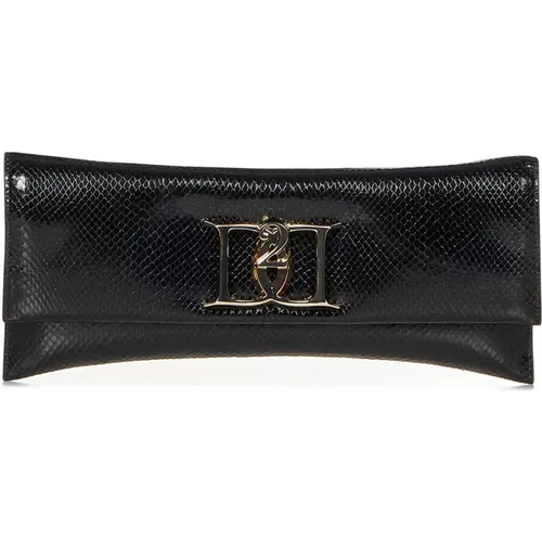 Snake-Effect Leather Double D Clutch , female, Sizes: ONE SIZE - Dsquared2 - Modalova