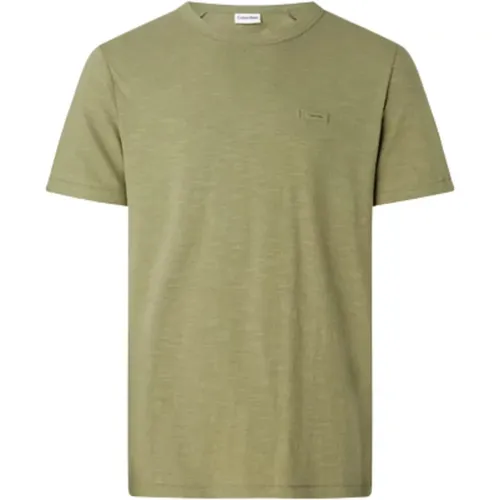Herren T-Shirt aus Baumwolle Leinen - Calvin Klein - Modalova