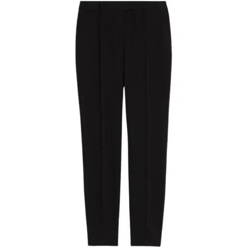 Schwarze Straight-Fit Hose mit Falten-Detail , Damen, Größe: M - Max Mara - Modalova