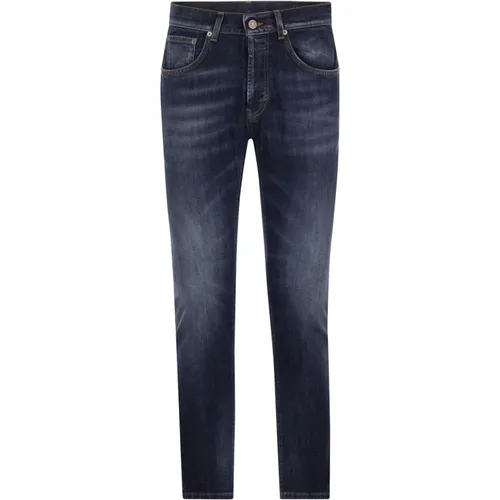 Carrot Fit Jeans mit Niedriger Taille und Ikonischem Metalllogo , Herren, Größe: W34 - Dondup - Modalova