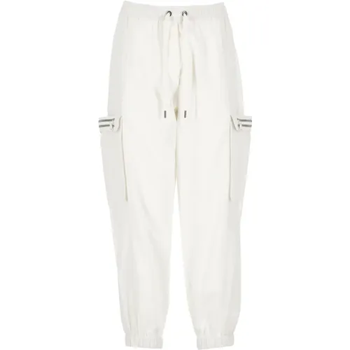 Ivory Cotton Pants with Elastic Waist , female, Sizes: S - BRUNELLO CUCINELLI - Modalova