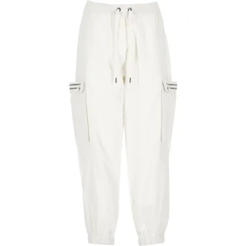 Ivory Cotton Pants with Elastic Waist , female, Sizes: XS - BRUNELLO CUCINELLI - Modalova