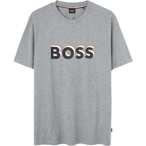 Silbernes Bedrucktes Hemd , Herren, Größe: XL - Boss - Modalova