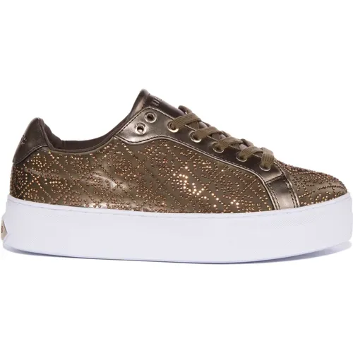 Rhinestone 4G Trainers in Olive , female, Sizes: 4 UK, 6 UK, 3 UK, 7 UK, 5 UK - Guess - Modalova