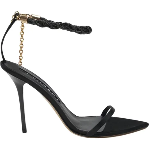 Elegant Satin Sandals with Crystal Strap , female, Sizes: 8 UK, 4 UK, 6 UK - Hibourama - Modalova