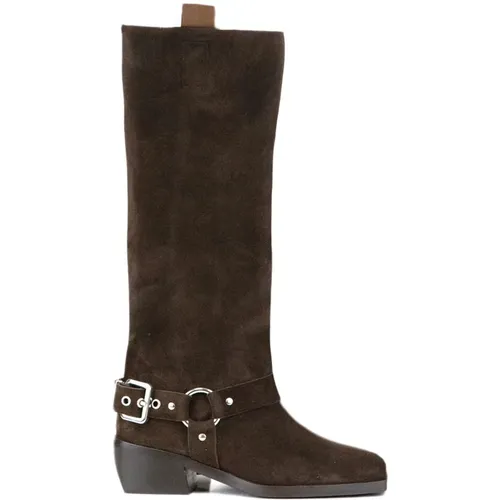 Dark Suede Texan Boots , female, Sizes: 4 UK, 5 UK, 3 UK, 7 UK - Aldo Castagna - Modalova