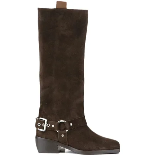 Dark Suede Texan Boots , female, Sizes: 6 UK, 4 UK, 5 UK, 3 UK, 7 UK - Aldo Castagna - Modalova