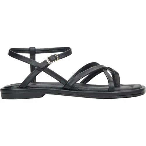 Damen Schwarze Ledersandalen mit Dünnen Kreuzriemen Er00115135 , Damen, Größe: 39 EU - Estro - Modalova