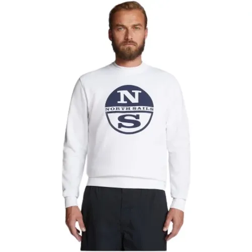 Bio-Baumwoll-Sweatshirt mit gebürsteter Rückseite , Herren, Größe: XL - North Sails - Modalova