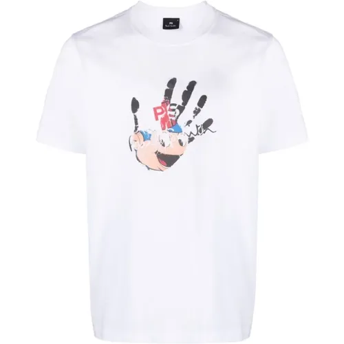 Weißes T-Shirt mit Grafik und Logo-Print , Herren, Größe: M - PS By Paul Smith - Modalova