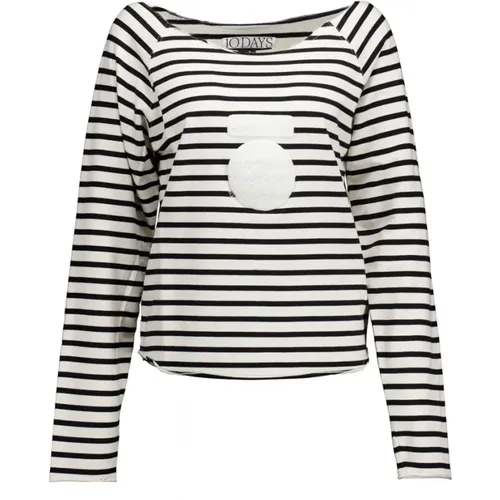 Striped Icon Cropped Sweater Ecru , female, Sizes: S, XL, M, XS - 10Days - Modalova