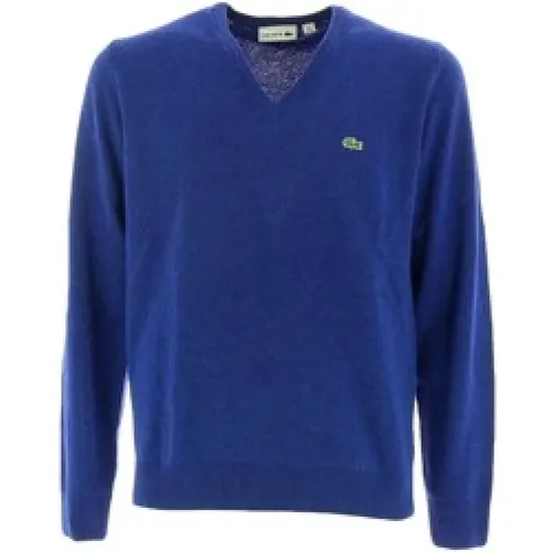 Blaue V-Ausschnitt Pullover für Männer , Herren, Größe: XS - Lacoste - Modalova