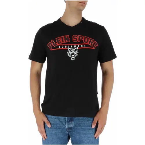 Schwarzes Print T-Shirt für Männer , Herren, Größe: M - Plein Sport - Modalova