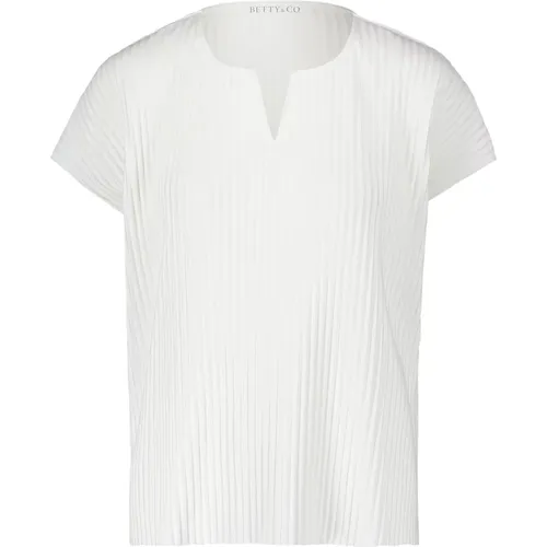 Elegantes Plissee-Kurzarmshirt , Damen, Größe: L - Betty & Co - Modalova