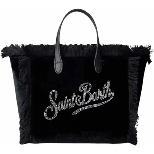 Velvet Vanity Shoulder Bag with Rhinestone Logo , female, Sizes: ONE SIZE - MC2 Saint Barth - Modalova