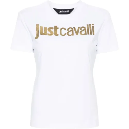 Weiße Logo T-shirts und Polos , Damen, Größe: S - Just Cavalli - Modalova