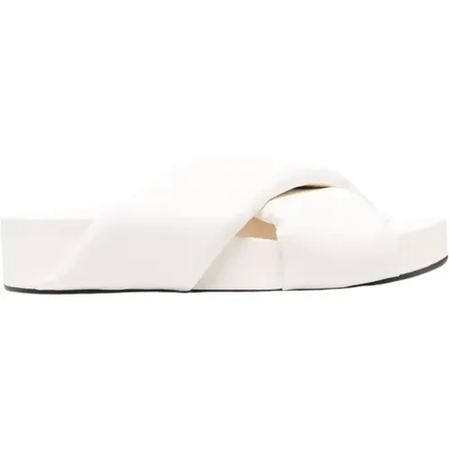 Crossover Strap Sliders mit gepolstertem Elfenbeinleder - Jil Sander - Modalova