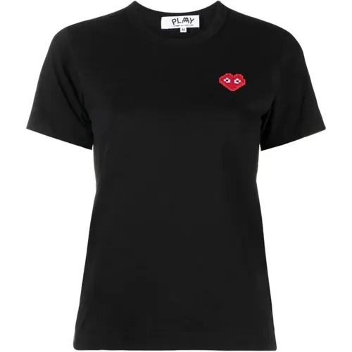 Cotton Pixel Logo T-Shirt , female, Sizes: S - Comme des Garçons Play - Modalova