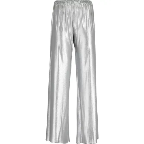 Silver Viscose Pants Elastic Waist , female, Sizes: XS, S - Antonelli Firenze - Modalova