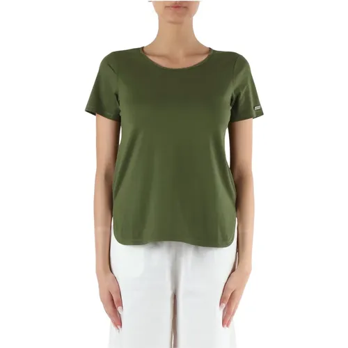 Baumwoll-T-Shirt mit Rundhalsausschnitt , Damen, Größe: M - Sun68 - Modalova