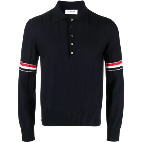 RIB Stitch Wool Relaxed FIT Polo Size: 1, colour: Navy , male, Sizes: M - Thom Browne - Modalova