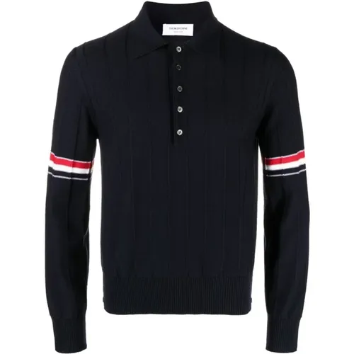 RIB Stitch Wool Relaxed FIT Polo Size: 1, colour: Navy , male, Sizes: S, M, L - Thom Browne - Modalova